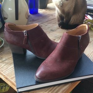 Dark red Franco Sarto zip booties 8.5